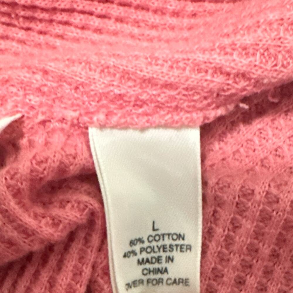 Victoria's Secret Waffle Knit Robe Coral Women Size L Belted Long Thermal Cotton - Picture 6 of 6
